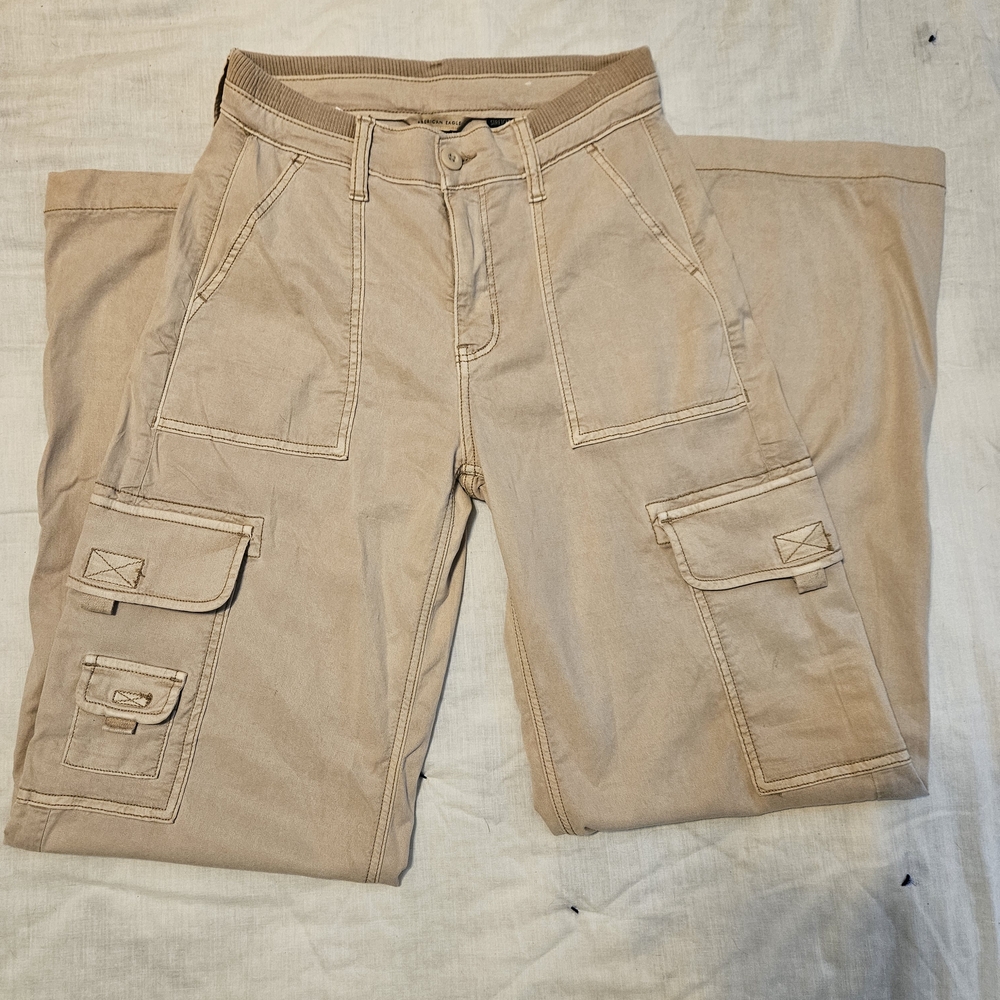 American Eagle Outfitters Beige Wide Leg Cargo Pants